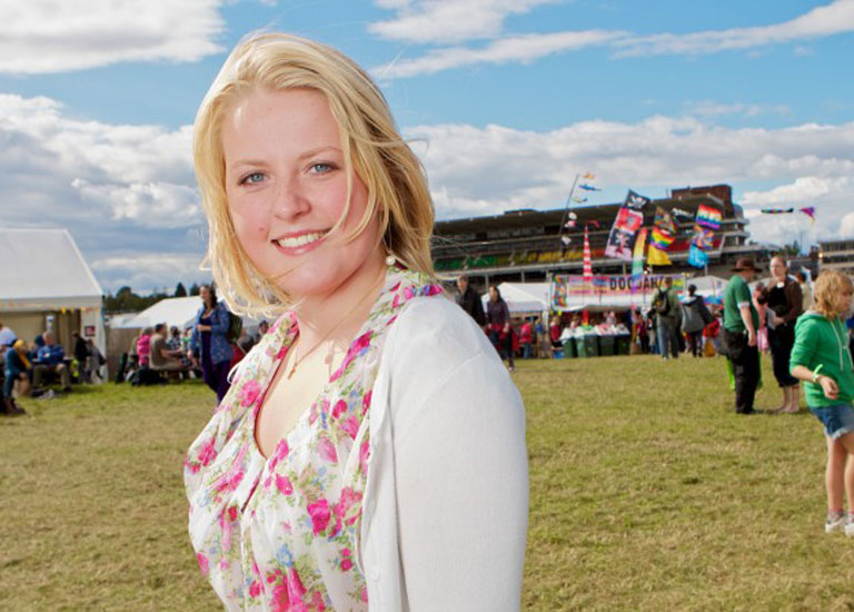 A young woman at a festival