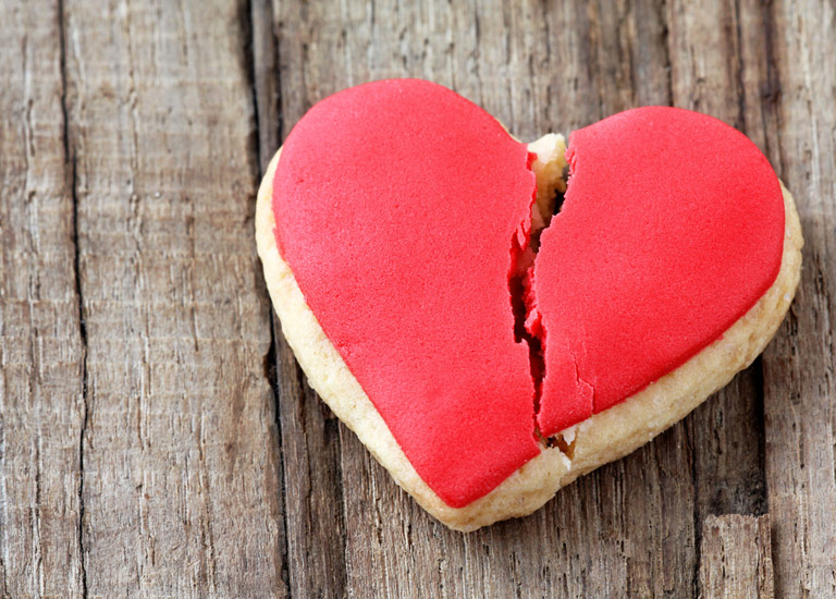 Broken heart shaped biscuit