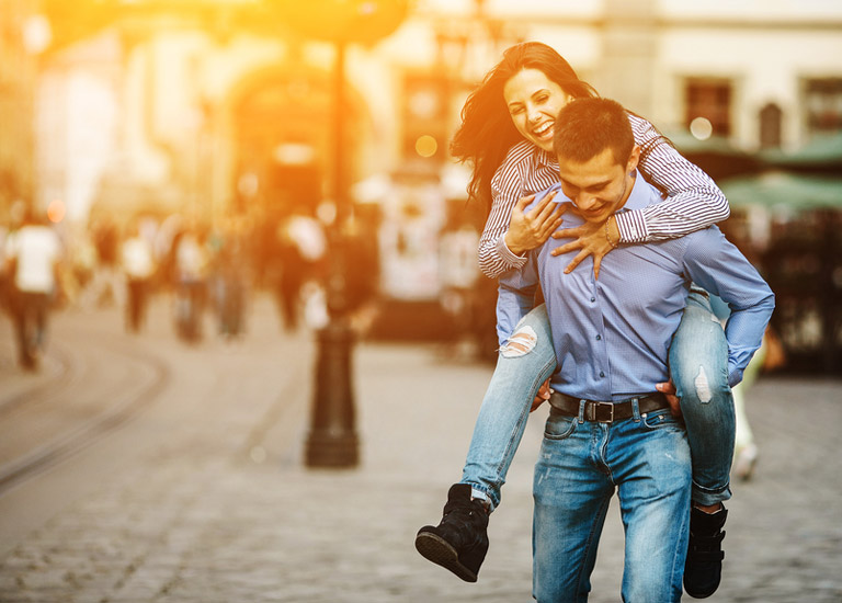 Couple laughing and enjoying themselves