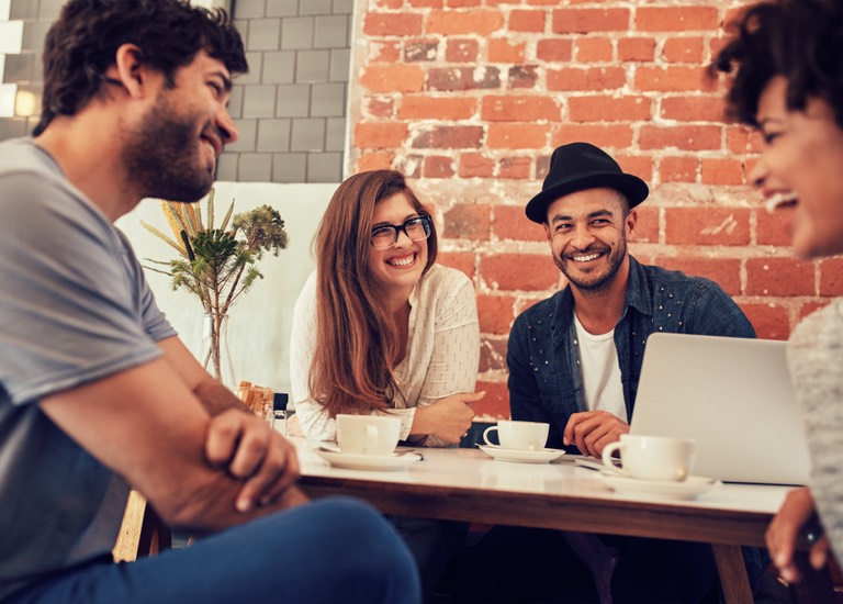 A group of friends talking