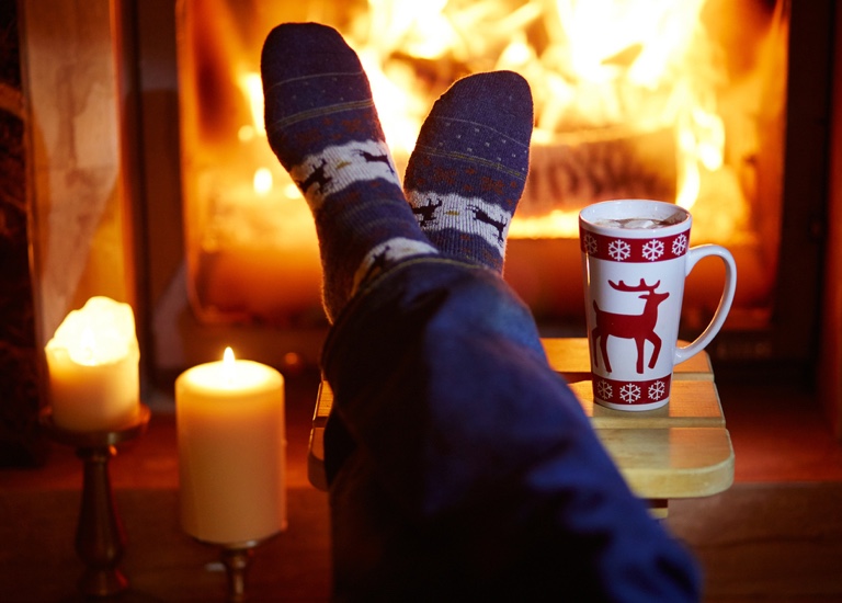 Putting feet up by the fire