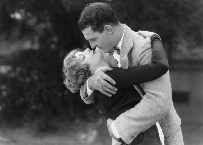 Couple in an old black and white movie