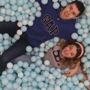 Emma and Sam in a ball pit - Christian Connection date ideas blog