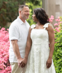 Joseph and Shirley, who met on Christian Connection, on their wedding day