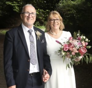 Maurice and Linda, who met on Christian Connection, on their wedding day
