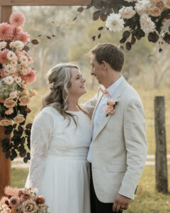 Brodie and Chris who met on Christian Connection on their wedding day