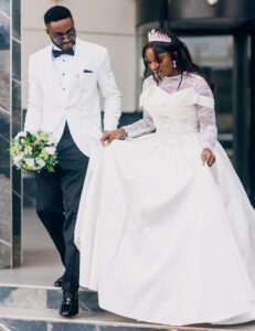 Inem & Ukachukwu, who met on Christian Connection, on their wedding day