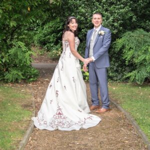 Barbara and Chris on their wedding day after meeting on Christian Connection